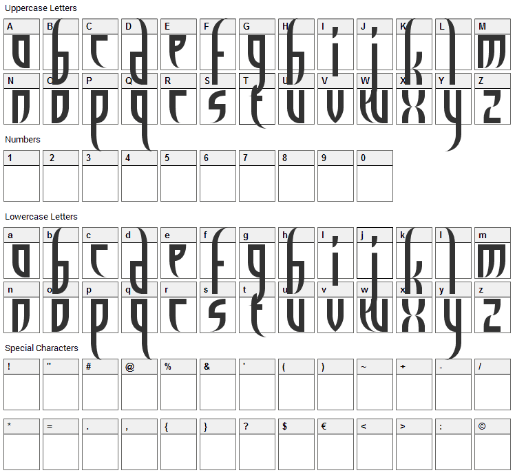 El Diablo Font Character Map