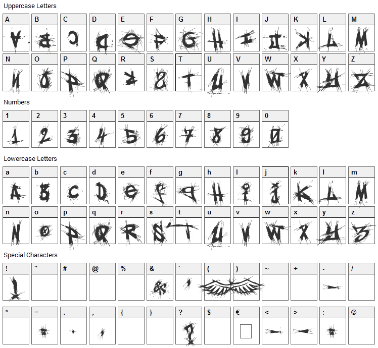 El&Font Gohtic! Font Character Map