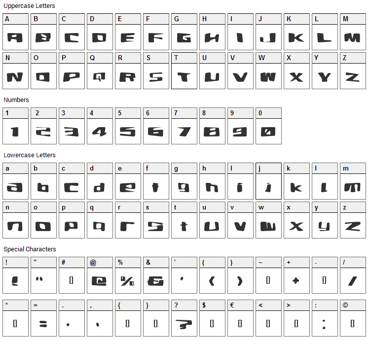 eLab Font Character Map