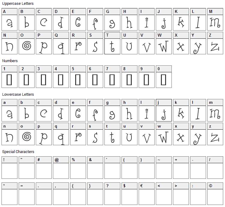 Elastic Wrath Font Character Map