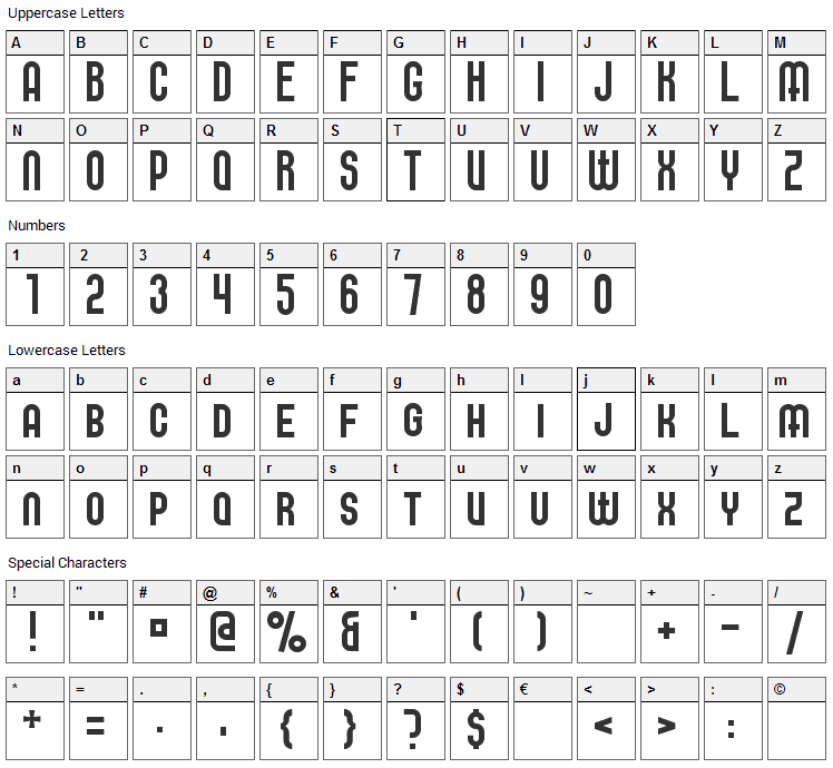 Elbaris Font Character Map