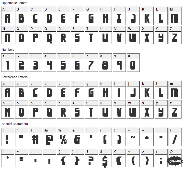 Eldebaran Font Character Map