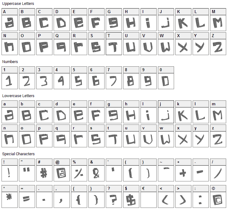 Electric Feel Font Character Map