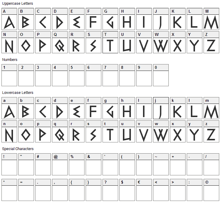 Elektra Font Character Map