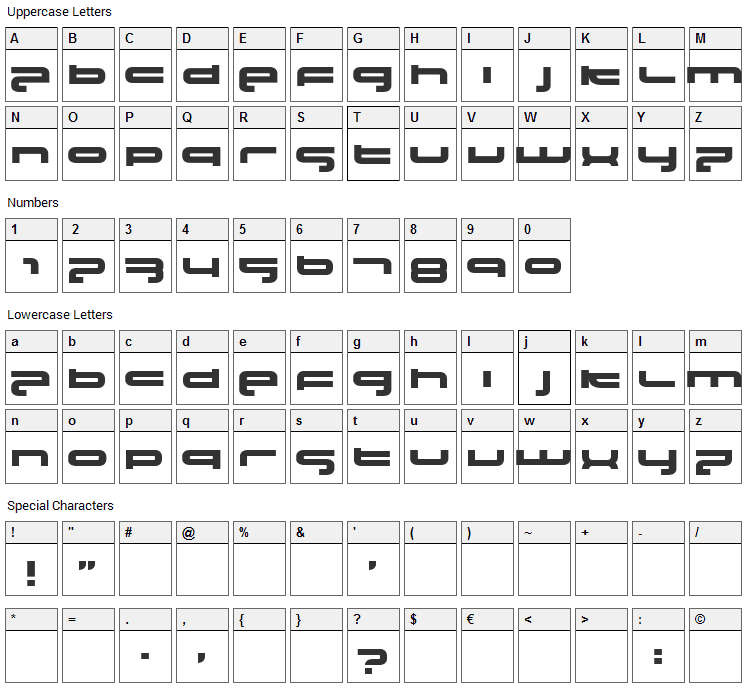 Elektrofant Font Character Map