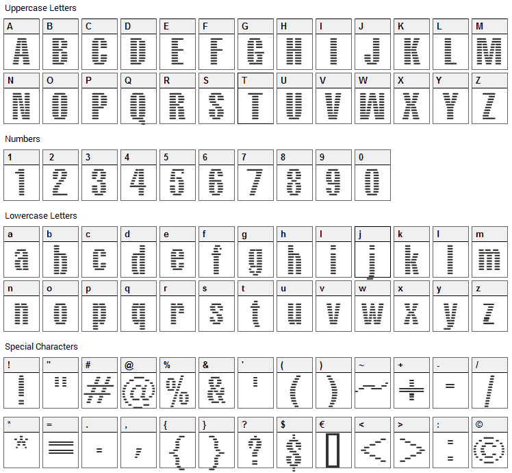Element Font Character Map