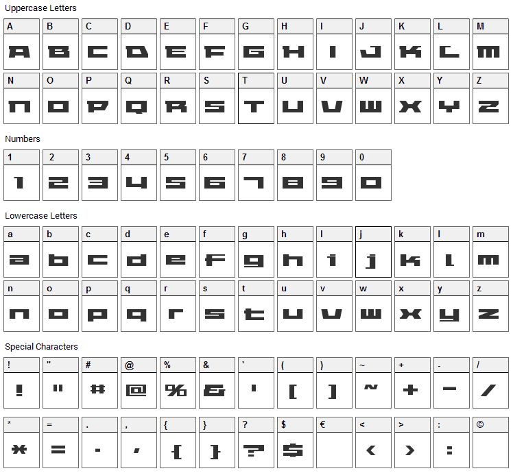 Elephant A Font Character Map