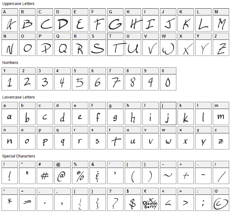 Ellianarelles Path Font Character Map