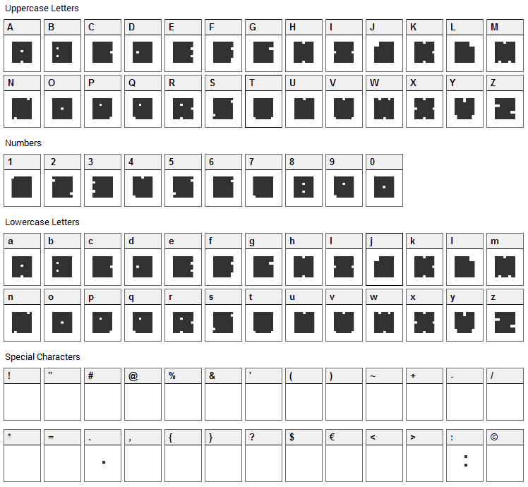 Elvi Esna Font Character Map