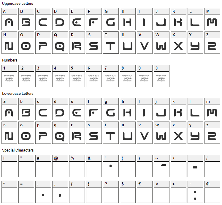 Emophonic Font Character Map