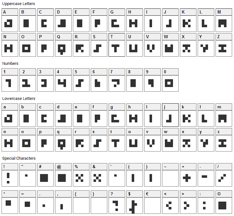 Emp_Pix Font Character Map