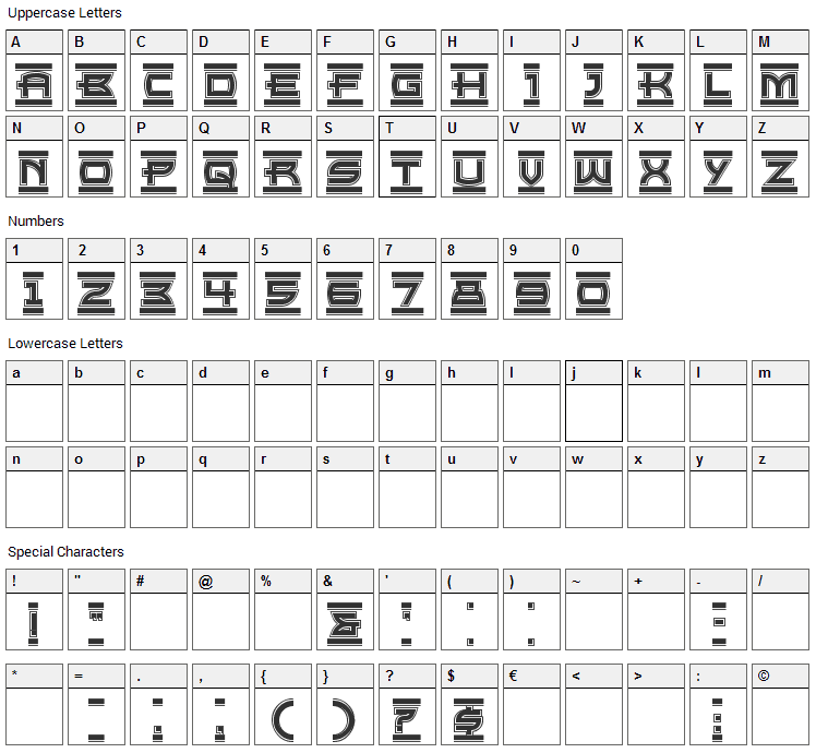 Empire State Font Character Map