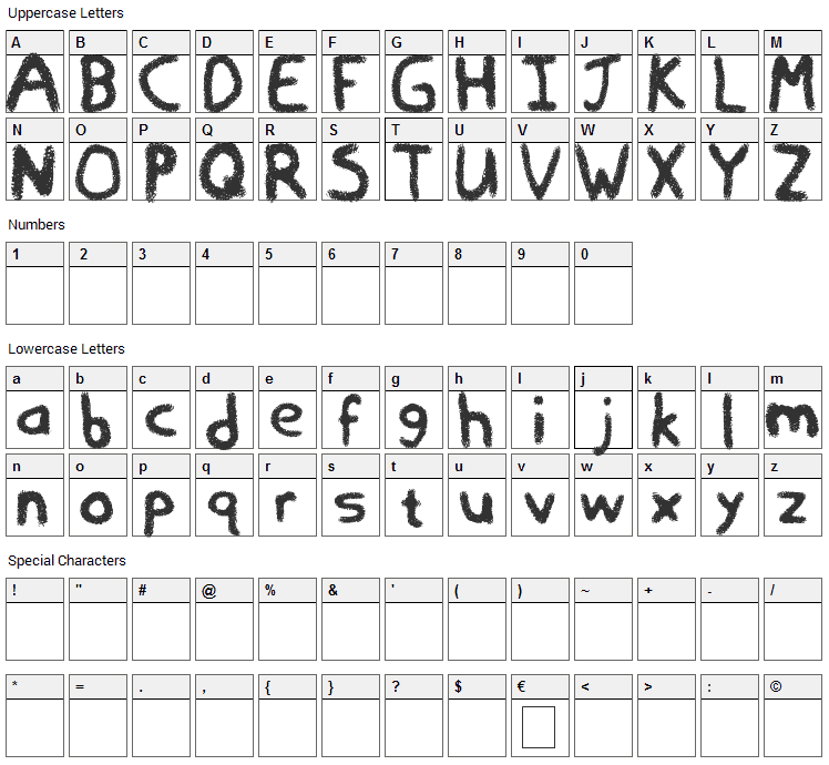 Empty Trash Font Character Map