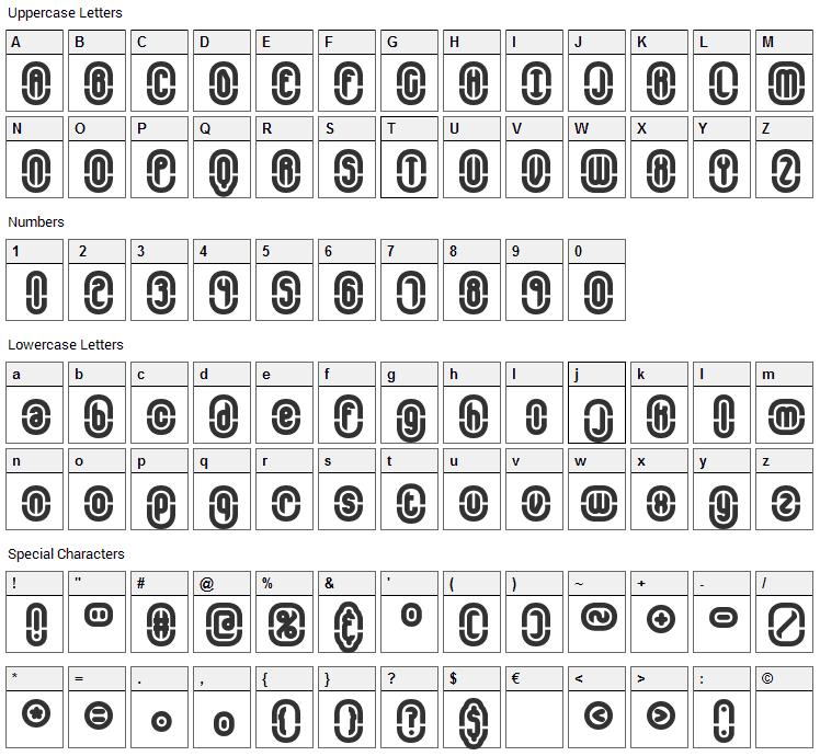 Encapsulate Font Character Map
