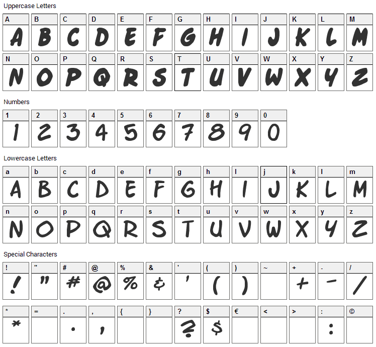 Enchilada Font Character Map