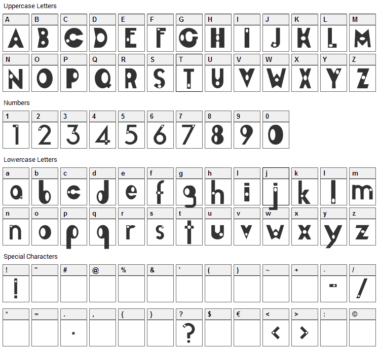 Encircle Font Character Map