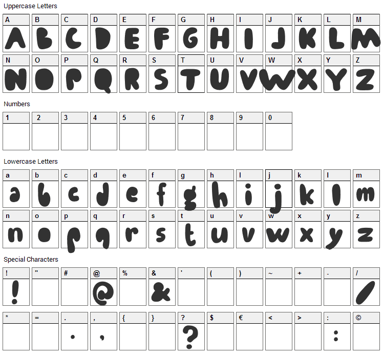 Endutt Font Character Map