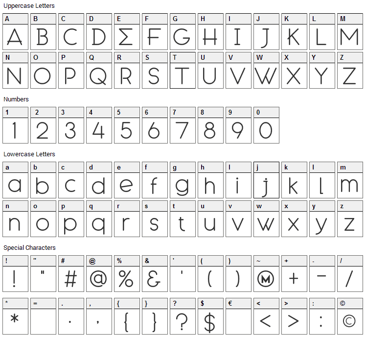 Engcarnation Font Character Map