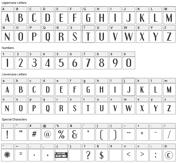 Engebrechtre Font Character Map