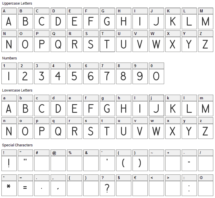 Engineering Plot Font Character Map