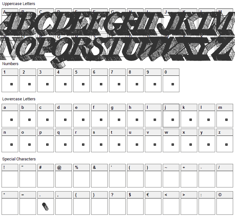 Engravier Initials Font Character Map