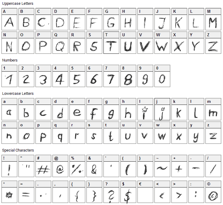 Ennui Font Character Map