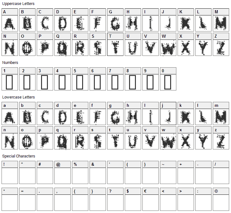 Entropy Font Character Map