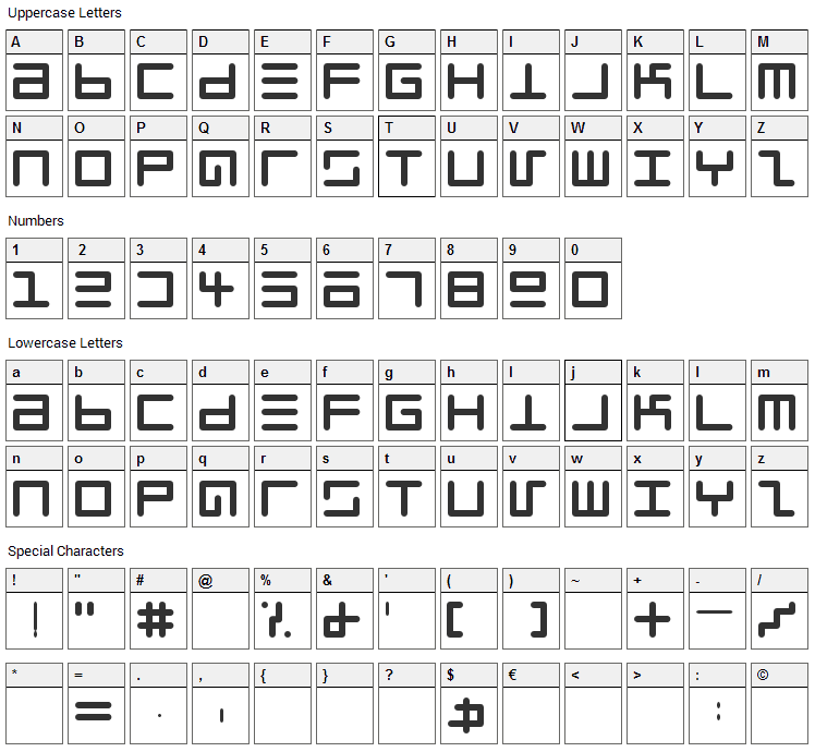 Eppy Evans Font Character Map