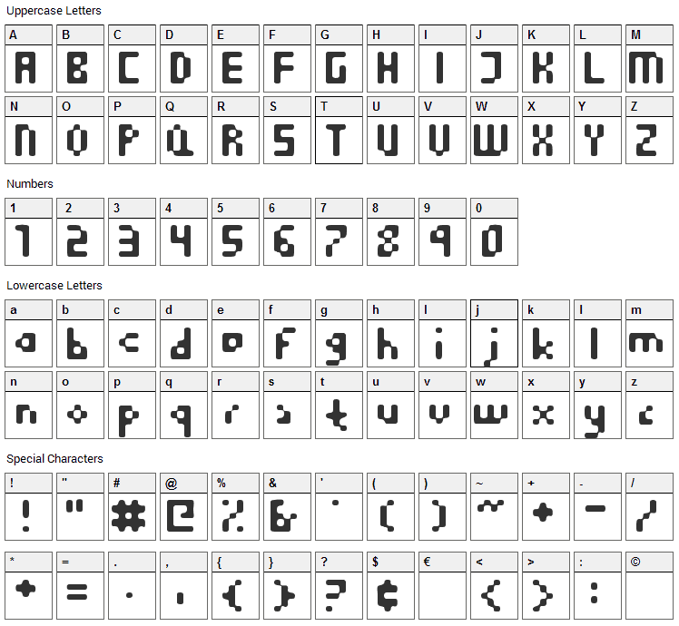 Equilibrium Font Character Map