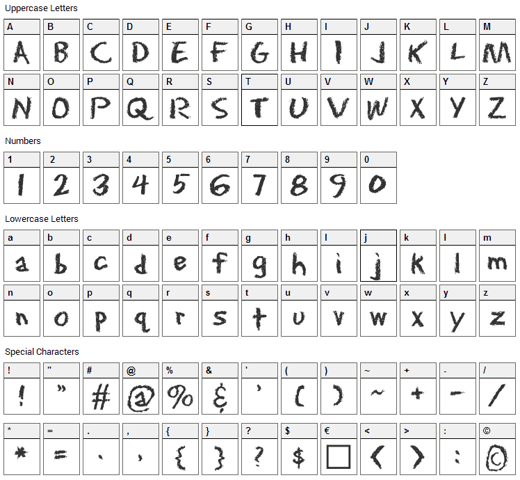 Eraser Dust Font Character Map