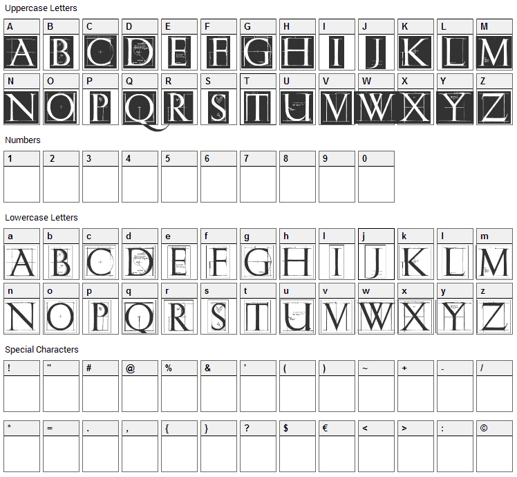 ErikGCaps Font Character Map