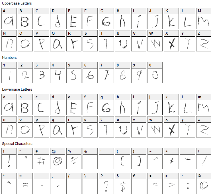 Ermanita Font Character Map