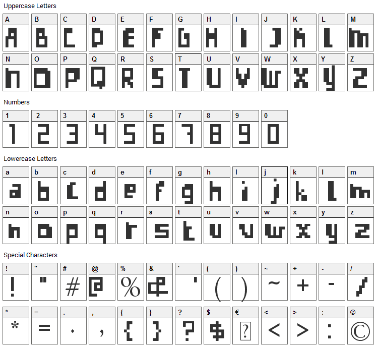 Errorize Font Character Map