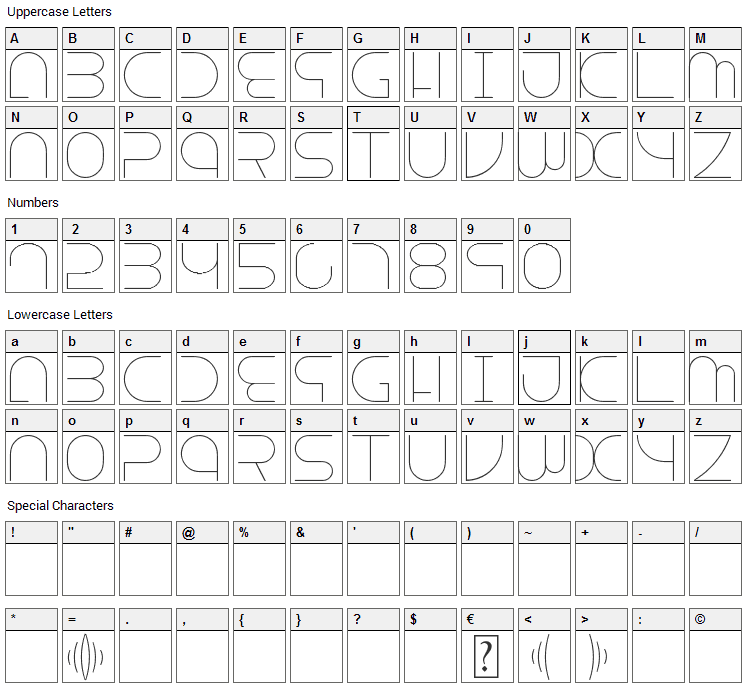 Escape Font Character Map