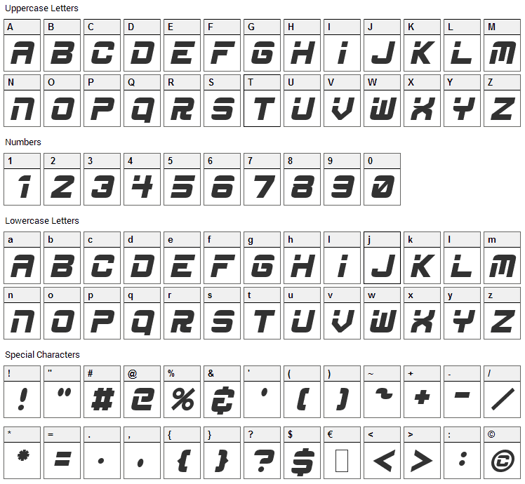 ESPN Font Character Map