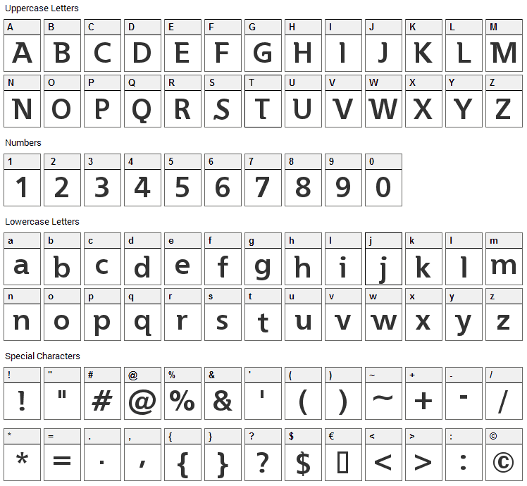 Essai Font Character Map