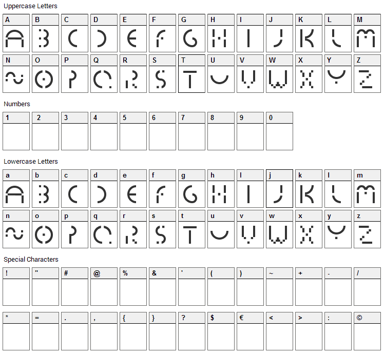 Essedicom Font Character Map