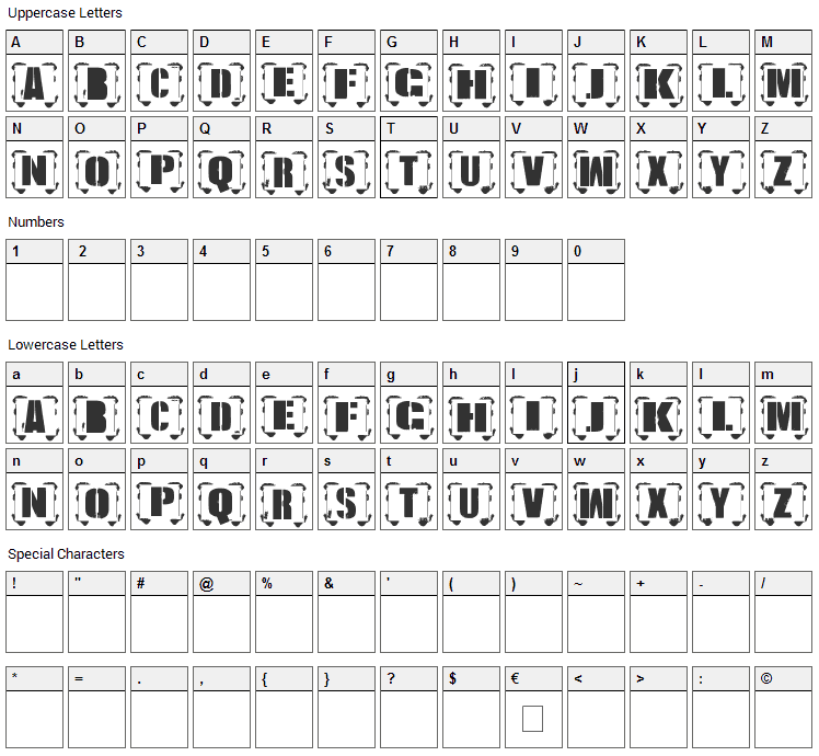 Estilo Urbano Font Character Map