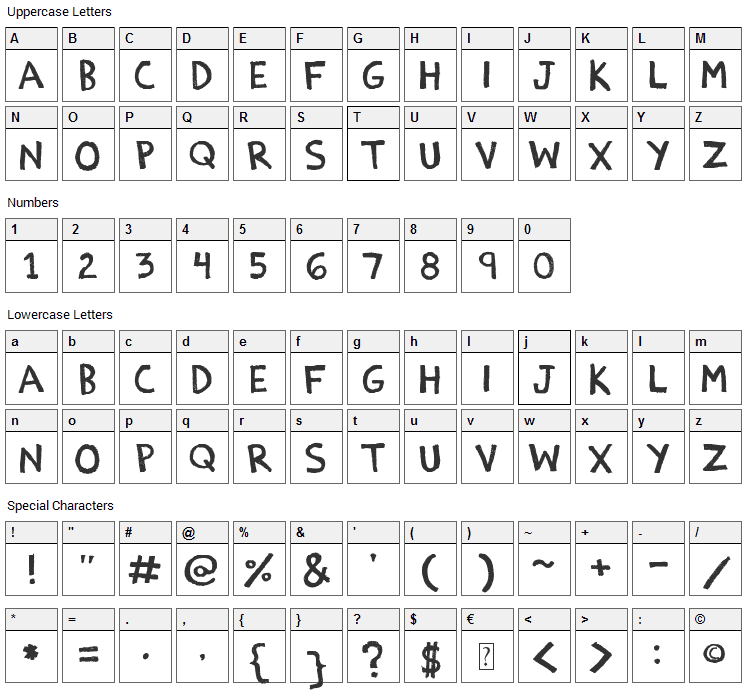 Estoy Bueno Font Character Map