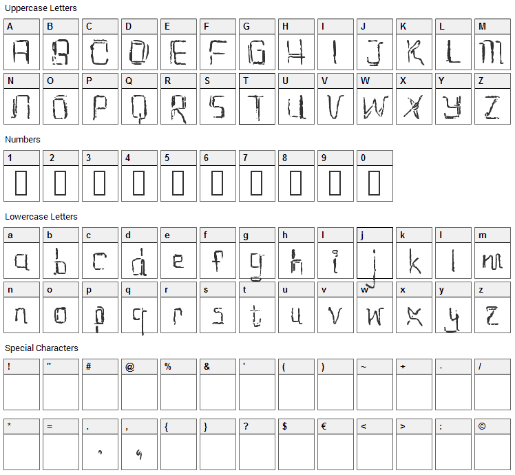 EtchAsketch Font Character Map