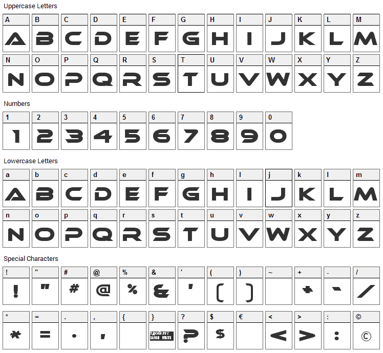 Ethnocentric Font Character Map