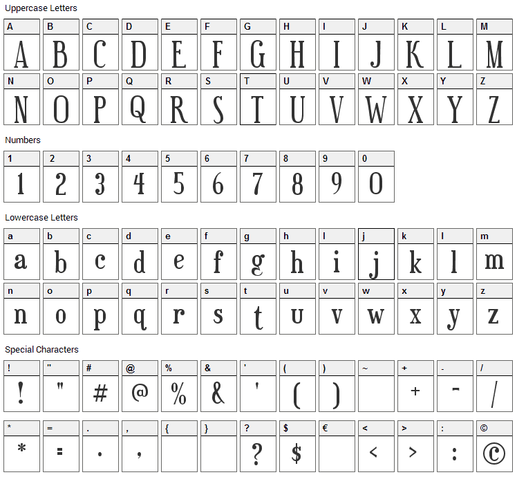 Euphorigenic Font Character Map