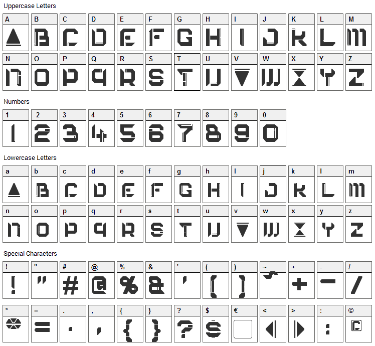 Eurocorp Font Character Map