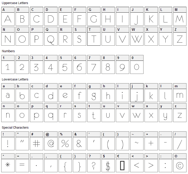 Eurofurence Font Character Map
