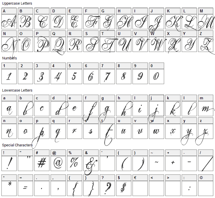 Eutemia Font Character Map