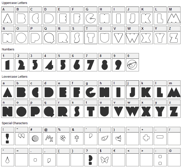 Every Truetype is a Wisefont Font Character Map