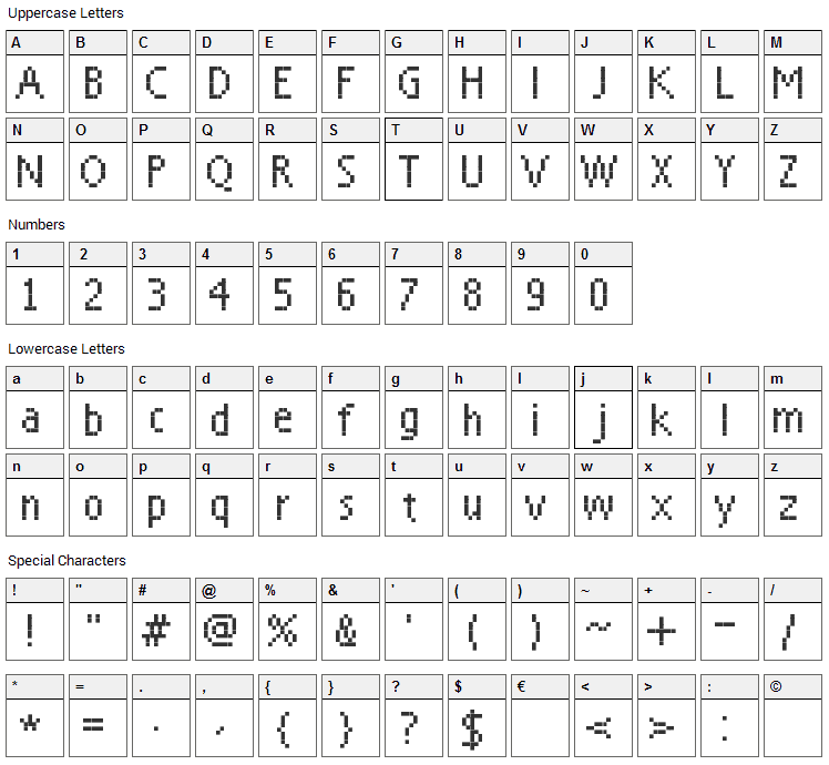 Everyday Font Character Map