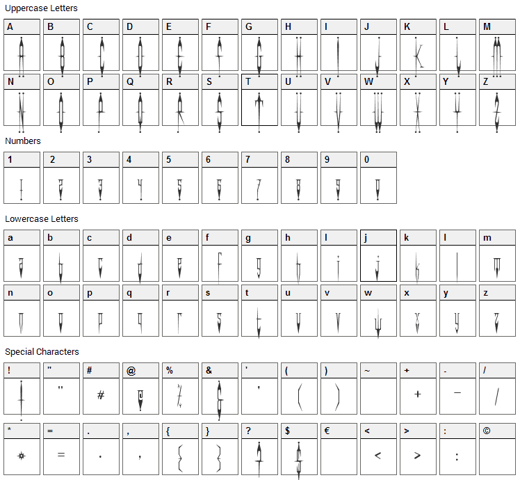 Evil Clown Font Character Map