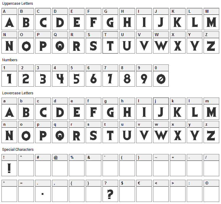 Evil Dead Font Character Map