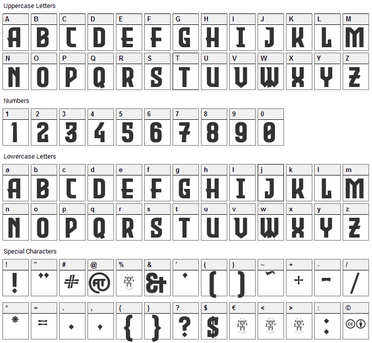 Evil Empire Font Character Map